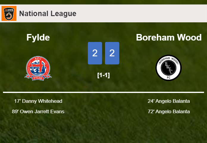 Fylde and Boreham Wood draw 2-2 on Tuesday
