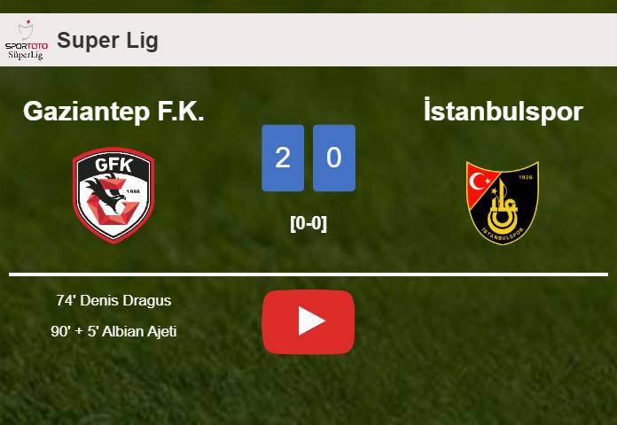 Gaziantep F.K. defeats İstanbulspor 2-0 on Friday. HIGHLIGHTS