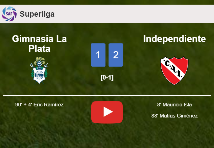 Independiente clutches a 2-1 win against Gimnasia La Plata. HIGHLIGHTS