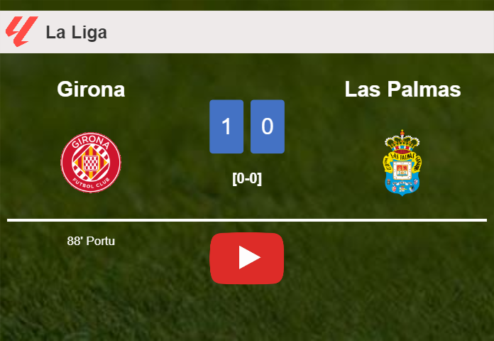 Girona defeats Las Palmas 1-0 with a late goal scored by Portu. HIGHLIGHTS