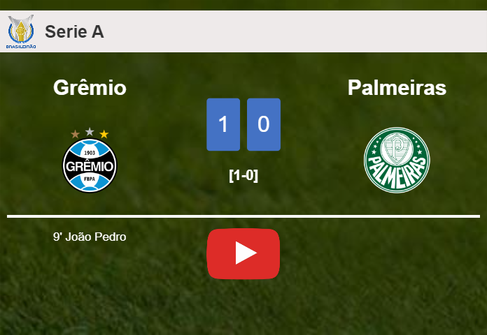 Grêmio defeats Palmeiras 1-0 with a goal scored by J. Pedro. HIGHLIGHTS