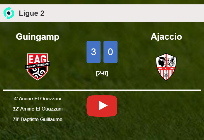 Guingamp conquers Ajaccio 3-0. HIGHLIGHTS