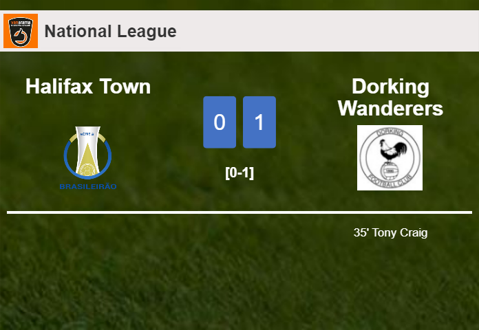 Dorking Wanderers defeats Halifax Town 1-0 with a goal scored by T. Craig