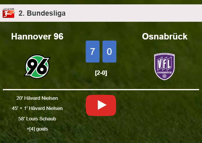 Hannover 96 liquidates Osnabrück 7-0 with a superb performance. HIGHLIGHTS