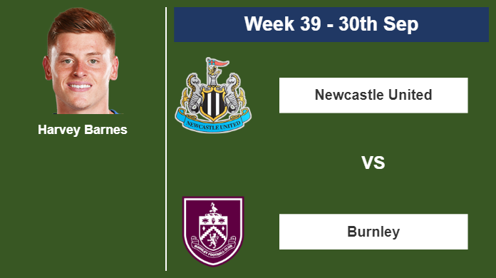 FANTASY PREMIER LEAGUE. Harvey Barnes statistics before facing Burnley on Saturday 30th of September for the 39th week.
