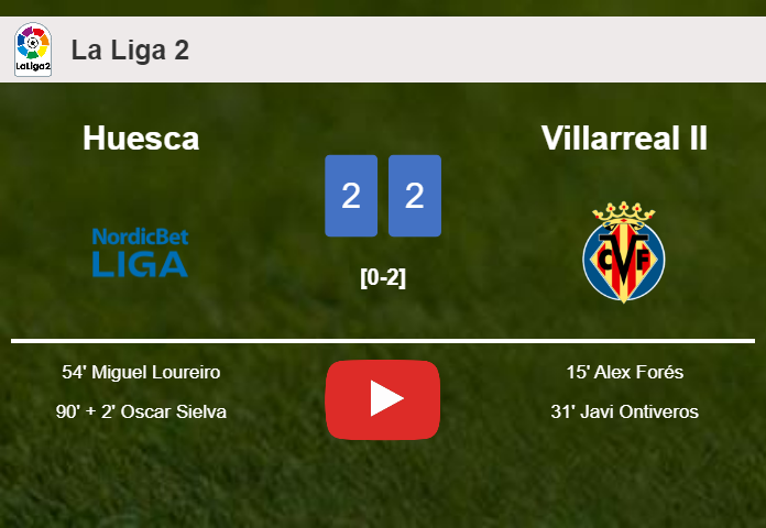 Huesca manages to draw 2-2 with Villarreal II after recovering a 0-2 deficit. HIGHLIGHTS