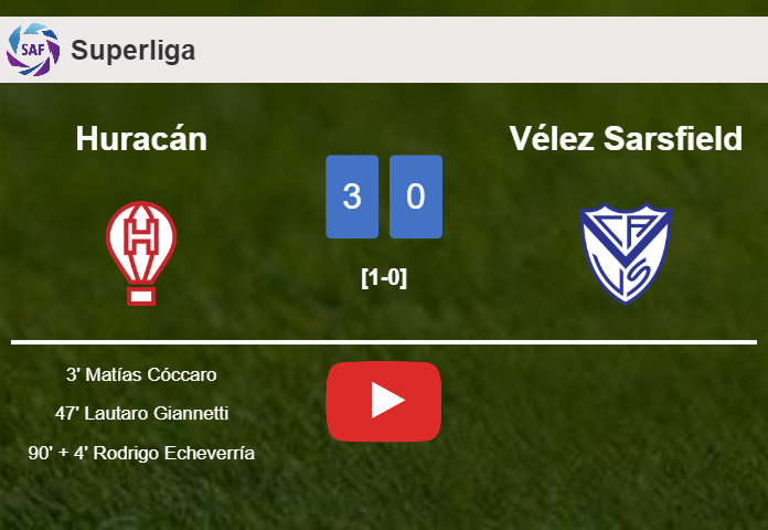 Huracán tops Vélez Sarsfield 3-0. HIGHLIGHTS