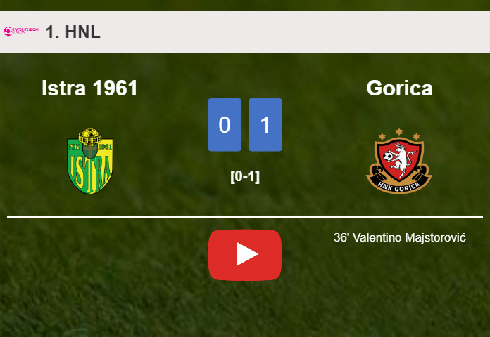 Gorica overcomes Istra 1961 1-0 with a goal scored by V. Majstorović. HIGHLIGHTS