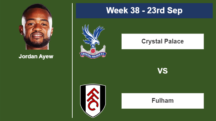 FANTASY PREMIER LEAGUE. Jordan Ayew stats before the match against Fulham on Saturday 23rd of September for the 38th week.