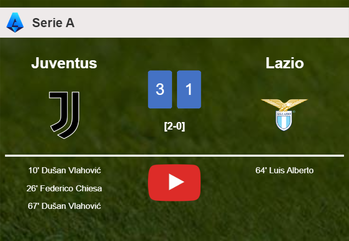 Juventus defeats Lazio 3-1 with 2 goals from D. Vlahović. HIGHLIGHTS