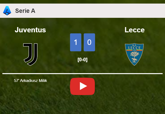 Juventus tops Lecce 1-0 with a goal scored by A. Milik. HIGHLIGHTS