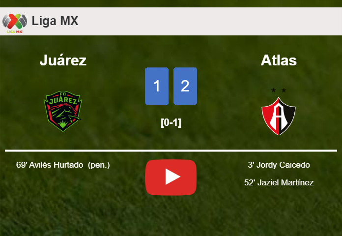 Atlas defeats Juárez 2-1. HIGHLIGHTS