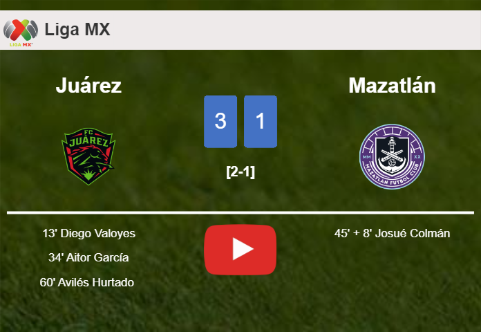 Juárez prevails over Mazatlán 3-1. HIGHLIGHTS