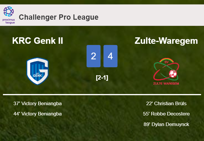 Zulte-Waregem tops KRC Genk II after recovering from a 2-1 deficit