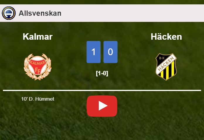 Kalmar beats Häcken 1-0 with a goal scored by D. Hümmet. HIGHLIGHTS
