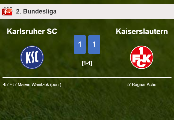 Karlsruher SC and Kaiserslautern draw 1-1 on Saturday