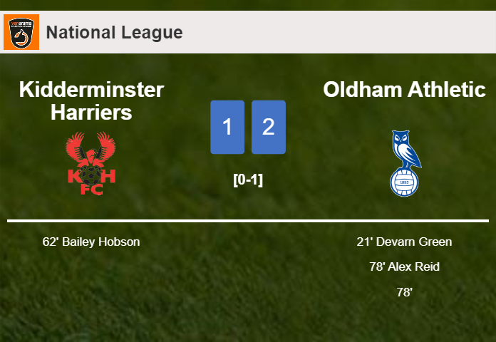 Oldham Athletic beats Kidderminster Harriers 2-1