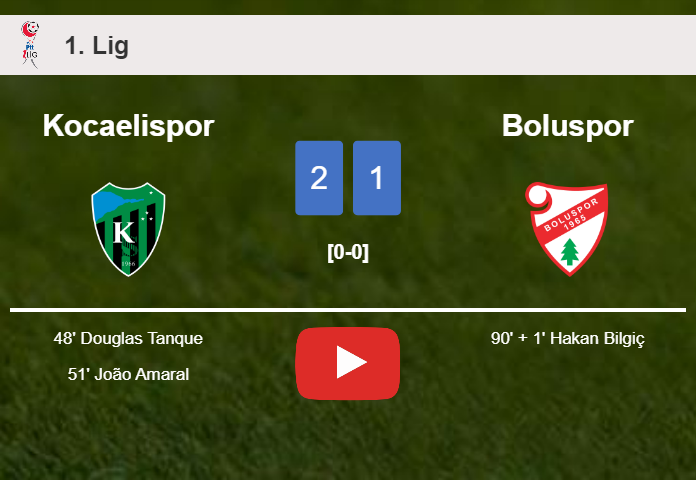 Kocaelispor clutches a 2-1 win against Boluspor. HIGHLIGHTS