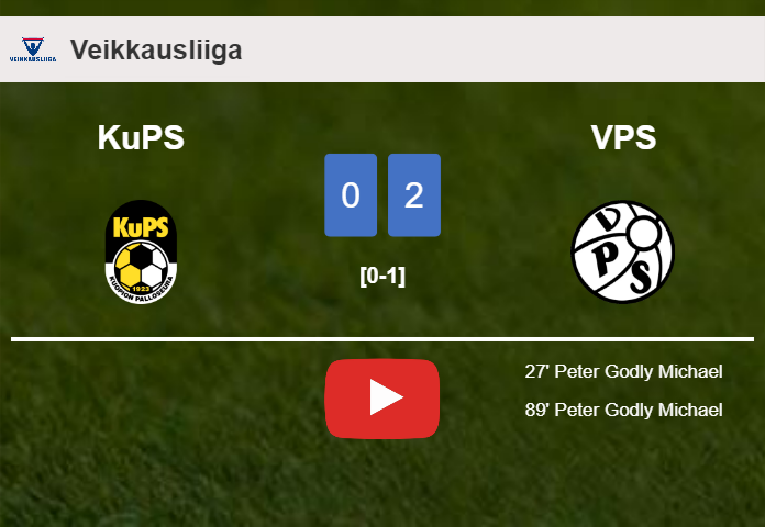 P. Godly scores 2 goals to give a 2-0 win to VPS over KuPS. HIGHLIGHTS