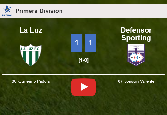 La Luz and Defensor Sporting draw 1-1 on Saturday. HIGHLIGHTS