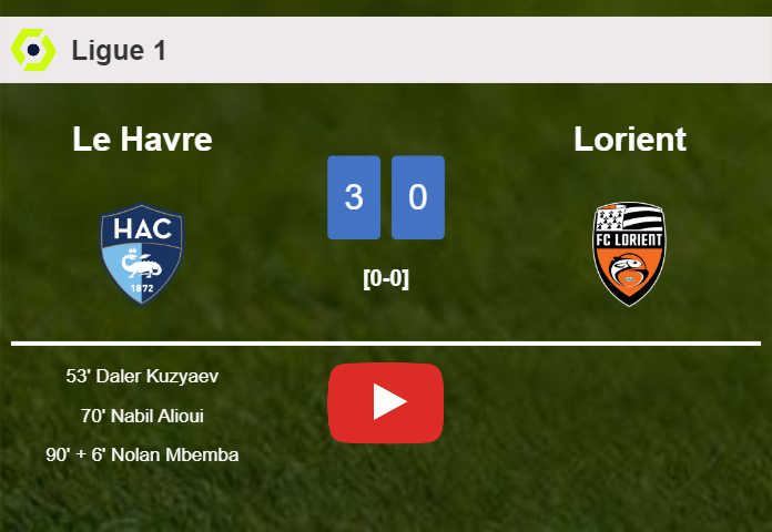Le Havre beats Lorient 3-0. HIGHLIGHTS