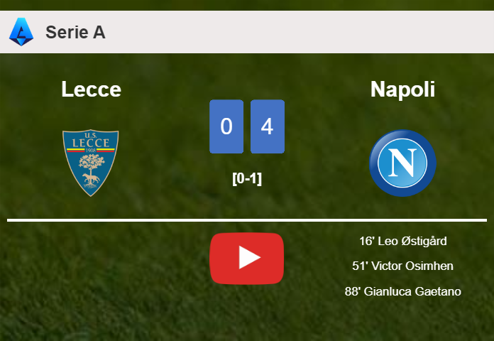 Napoli overcomes Lecce 4-0 after playing a incredible match. HIGHLIGHTS