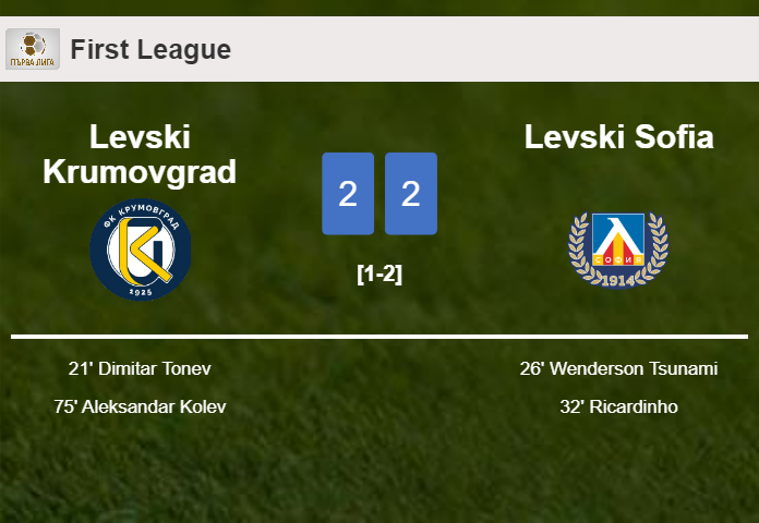 Levski Krumovgrad and Levski Sofia draw 2-2 on Monday