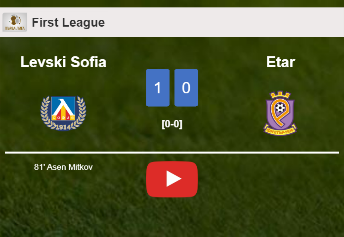 Levski Sofia conquers Etar 1-0 with a goal scored by A. Mitkov. HIGHLIGHTS