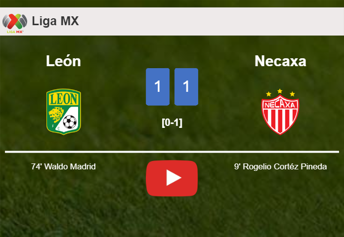 León and Necaxa draw 1-1 on Saturday. HIGHLIGHTS