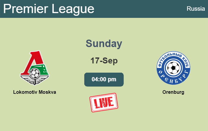 How to watch Lokomotiv Moskva vs. Orenburg on live stream and at what time