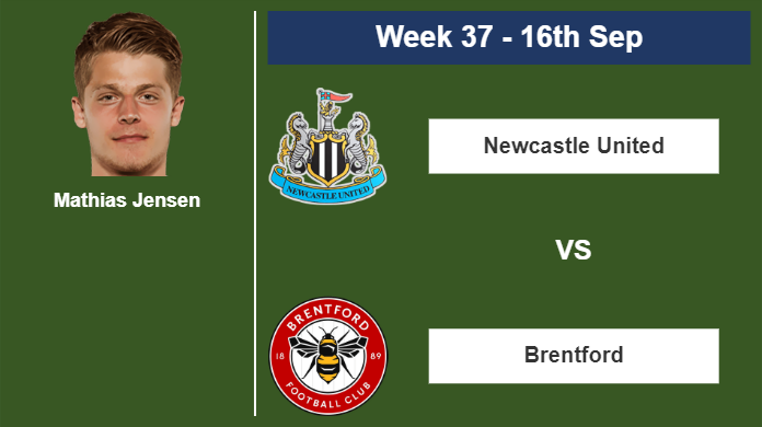 FANTASY PREMIER LEAGUE. Mathias Jensen statistics before clashing vs Newcastle United on Saturday 16th of September for the 37th week.