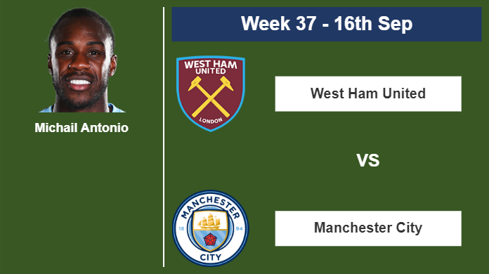 FANTASY PREMIER LEAGUE. Michail Antonio stats before competing against Manchester City on Saturday 16th of September for the 37th week.