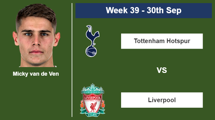 FANTASY PREMIER LEAGUE. Micky van de Ven statistics before clashing vs Liverpool on Saturday 30th of September for the 39th week.
