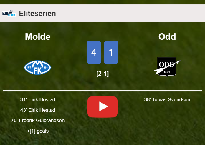 Molde obliterates Odd 4-1 with a superb performance. HIGHLIGHTS