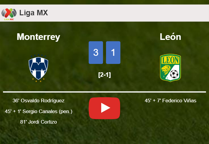 Monterrey defeats León 3-1. HIGHLIGHTS