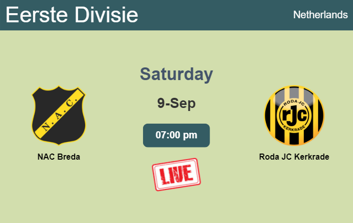 How to watch NAC Breda vs. Roda JC Kerkrade on live stream and at what time