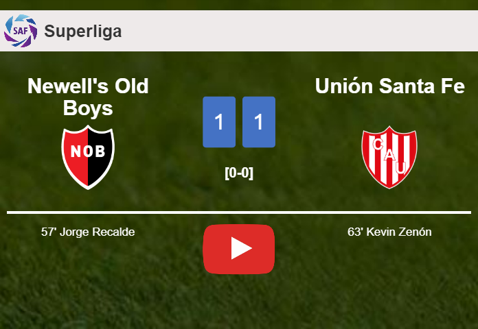 Newell's Old Boys and Unión Santa Fe draw 1-1 on Saturday. HIGHLIGHTS
