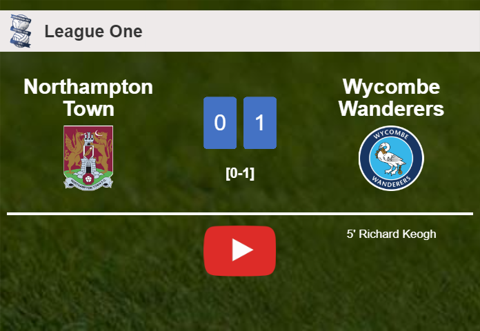 Wycombe Wanderers defeats Northampton Town 1-0 with a goal scored by R. Keogh. HIGHLIGHTS