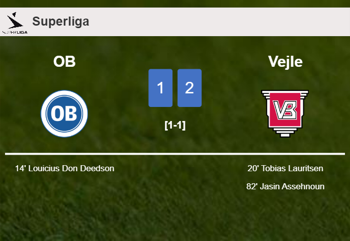 Vejle recovers a 0-1 deficit to prevail over OB 2-1