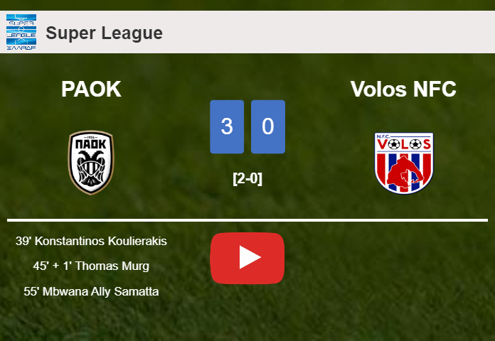 PAOK overcomes Volos NFC 3-0. HIGHLIGHTS