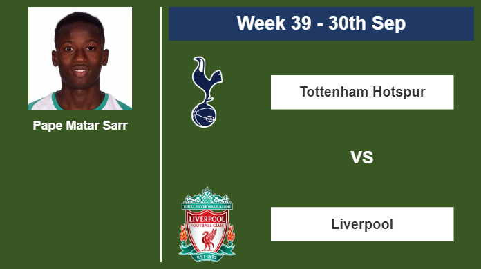 FANTASY PREMIER LEAGUE. Pape Matar Sarr statistics before taking on Liverpool on Saturday 30th of September for the 39th week.