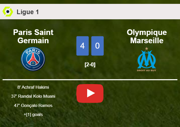 Paris Saint Germain annihilates Olympique Marseille 4-0 with a fantastic performance. HIGHLIGHTS