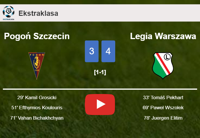 Legia Warszawa prevails over Pogoń Szczecin 4-3. HIGHLIGHTS