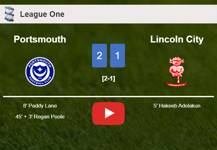 Portsmouth recovers a 0-1 deficit to conquer Lincoln City 2-1. HIGHLIGHTS
