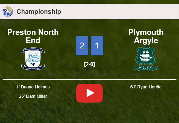 Preston North End tops Plymouth Argyle 2-1. HIGHLIGHTS
