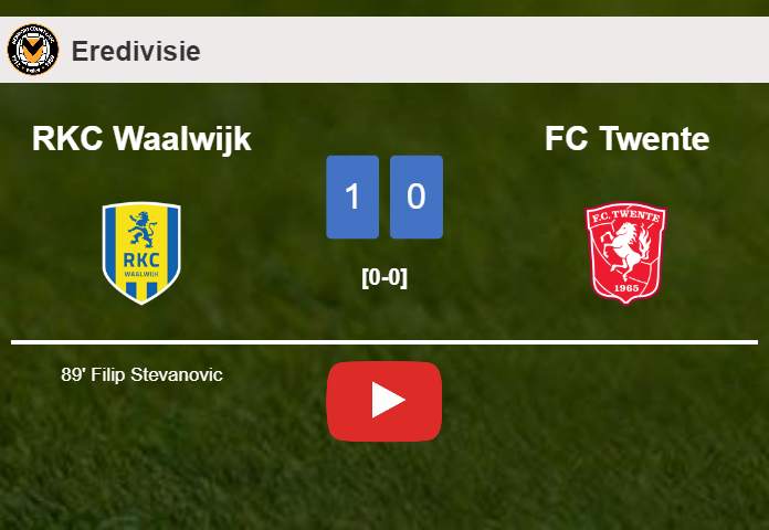 RKC Waalwijk prevails over FC Twente 1-0 with a late goal scored by F. Stevanovic. HIGHLIGHTS