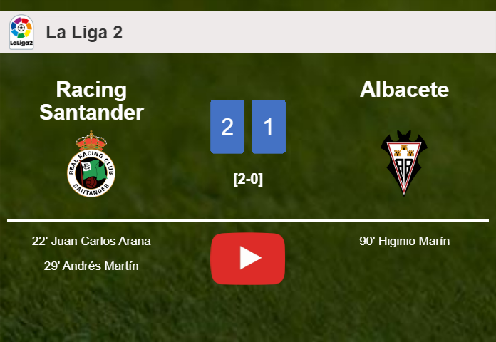 Racing Santander seizes a 2-1 win against Albacete. HIGHLIGHTS