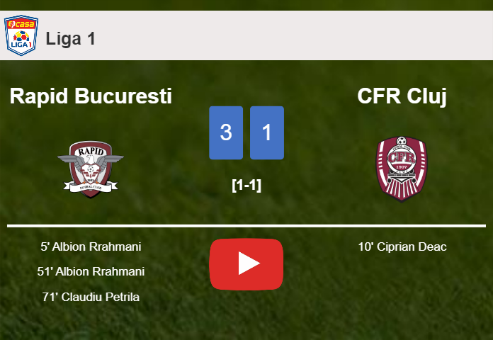Rapid Bucuresti conquers CFR Cluj 3-1. HIGHLIGHTS
