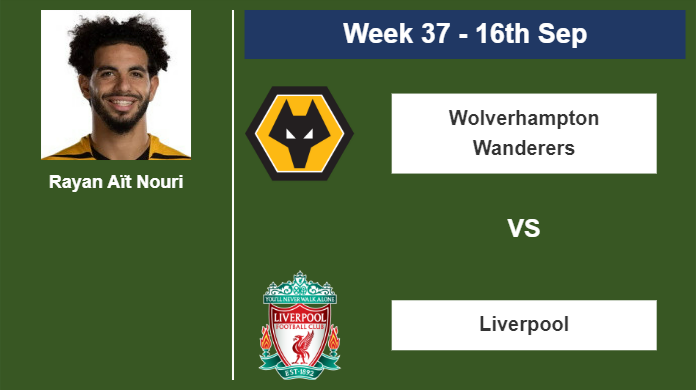 FANTASY PREMIER LEAGUE. Rayan Aït Nouri stats before competing against Liverpool on Saturday 16th of September for the 37th week.