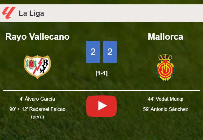 Rayo Vallecano and Mallorca draw 2-2 on Saturday. HIGHLIGHTS